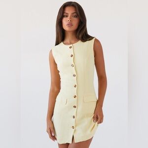 Peppermayo Castello Fiore Linen Mini Dress - Lemon Size 6